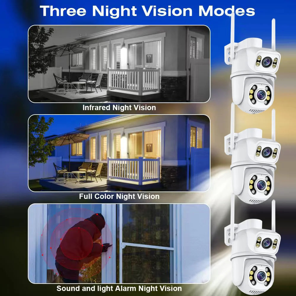 8MP 4K Dual Lens Wifi Camera Ai Auto Tracking Waterproof Security CCTV Video Surveillance Camera Police Light Alarm IP Camera - ShoreCo.Shop