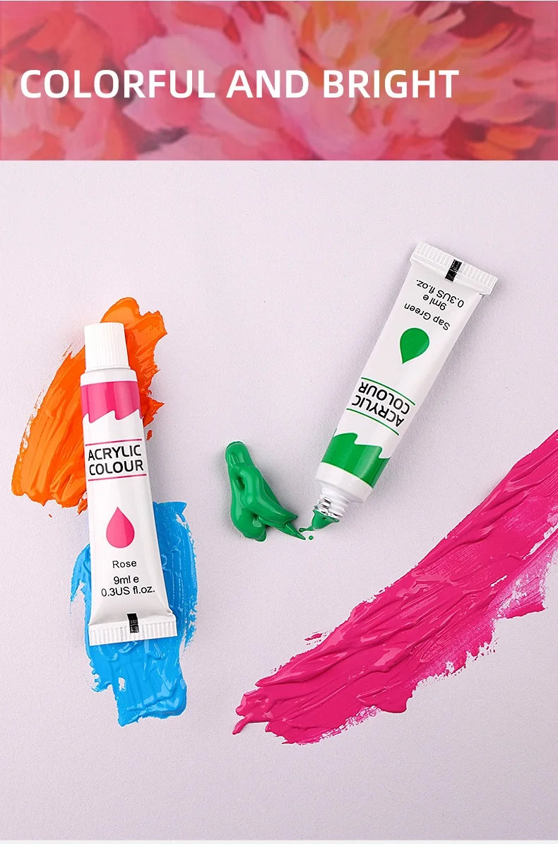 12 Color Acrylic Paint Set 9ml Tubes Waterproof Art Supplies for Beginner Artists DIY Painting on Canvas Wall Art Craft Projects    Home Decor Supply | Online Retail | ShoreShopper.com