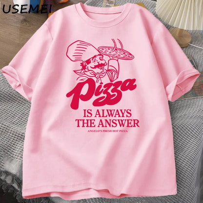 Pizza Is Always The Answer Food Printing T Shirts for Women Men Funny Graphic T Shirt Cotton Short Sleeve Summer Tee Shirt Tops    Home Decor Supply | Online Retail | ShoreShopper.com