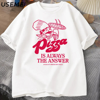 Pizza Is Always The Answer Food Printing T Shirts for Women Men Funny Graphic T Shirt Cotton Short Sleeve Summer Tee Shirt Tops    Home Decor Supply | Online Retail | ShoreShopper.com