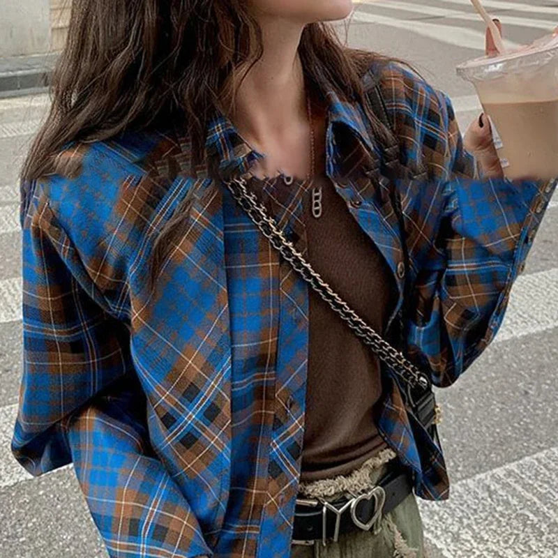 Checkered shirt women's 2024 spring new design sense niche French chic long sleeved shirt  retro top  womens tops    Home Decor Supply | Online Retail | ShoreShopper.com