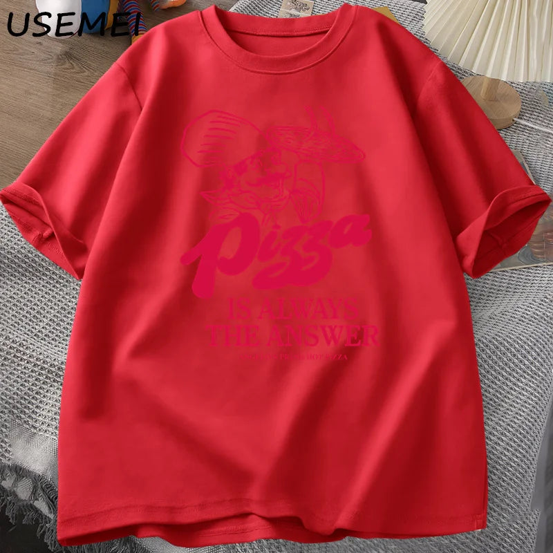 Pizza Is Always The Answer Food Printing T Shirts for Women Men Funny Graphic T Shirt Cotton Short Sleeve Summer Tee Shirt Tops    Home Decor Supply | Online Retail | ShoreShopper.com