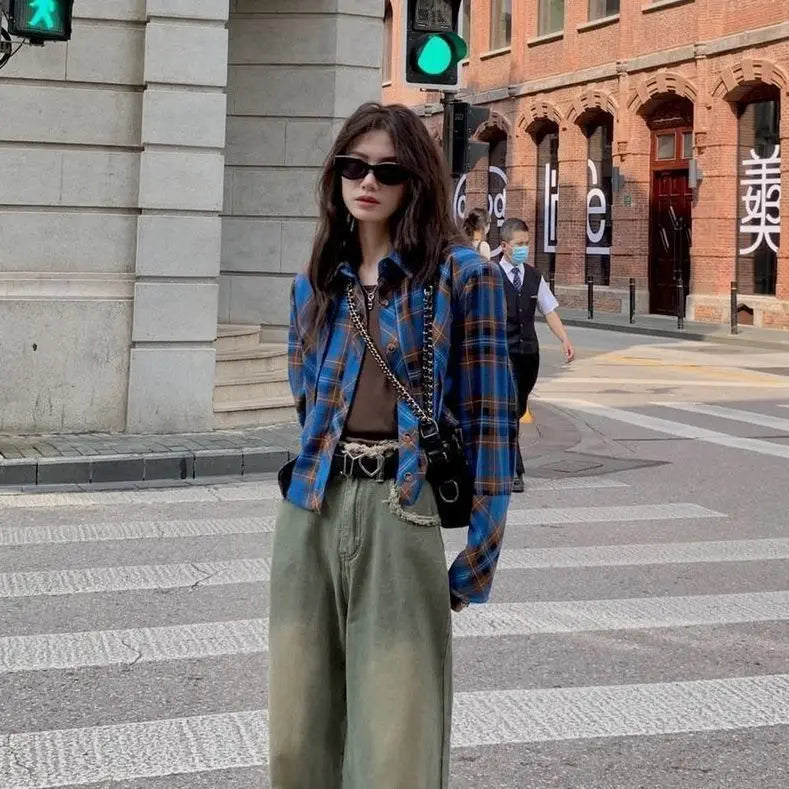 Checkered shirt women's 2024 spring new design sense niche French chic long sleeved shirt  retro top  womens tops    Home Decor Supply | Online Retail | ShoreShopper.com