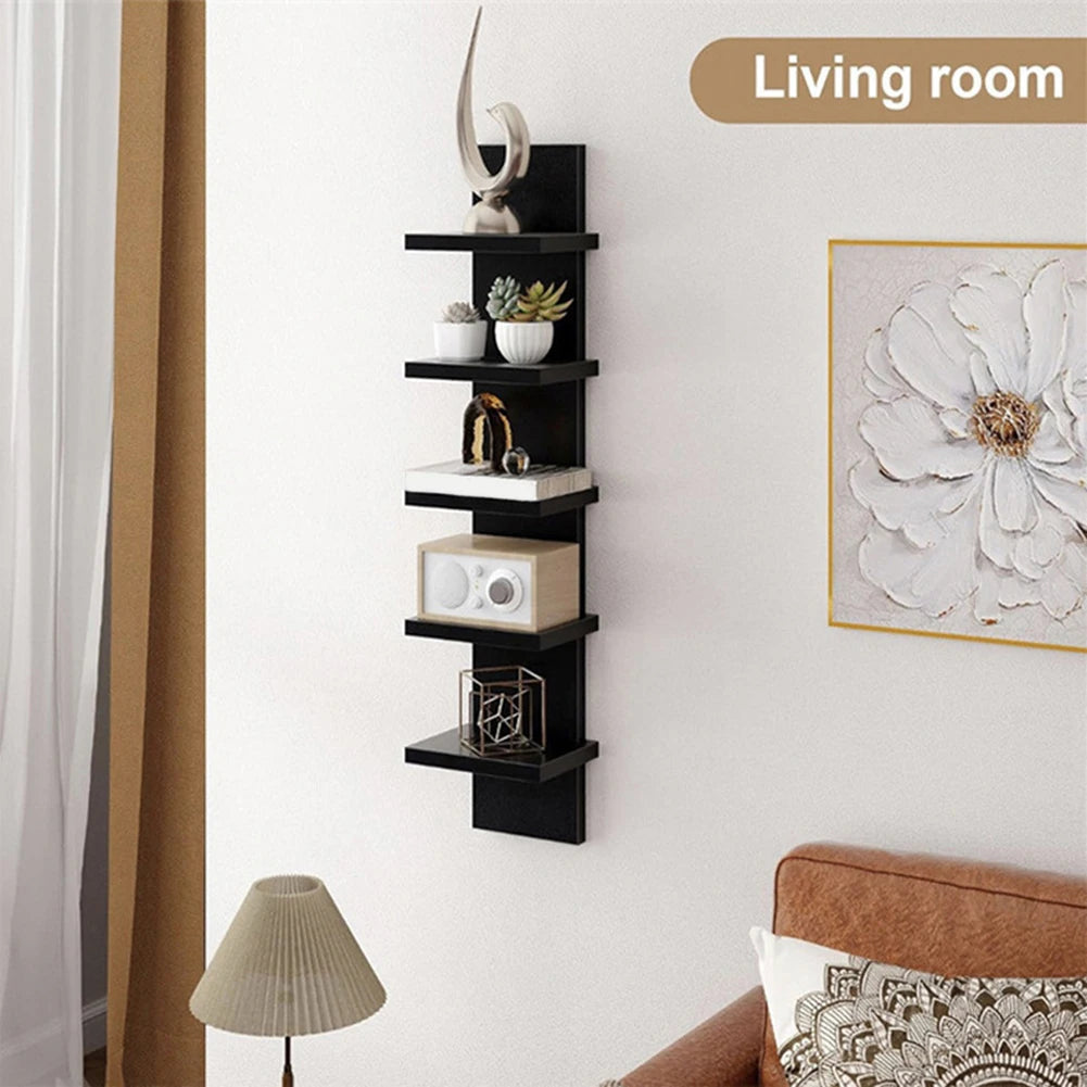 5 Layers Wall-Mounted Wood Bookshelf Storage Rack Board Shelf Organize Floating Shelf For Office Living Room Decor For Books    Home Decor Supply | Online Retail | ShoreShopper.com