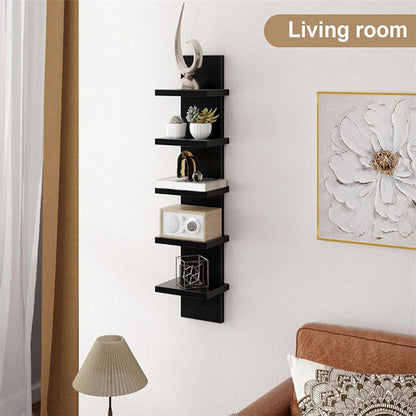 5 Layers Wall-Mounted Wood Bookshelf Storage Rack Board Shelf Organize Floating Shelf For Office Living Room Decor For Books    Home Decor Supply | Online Retail | ShoreShopper.com