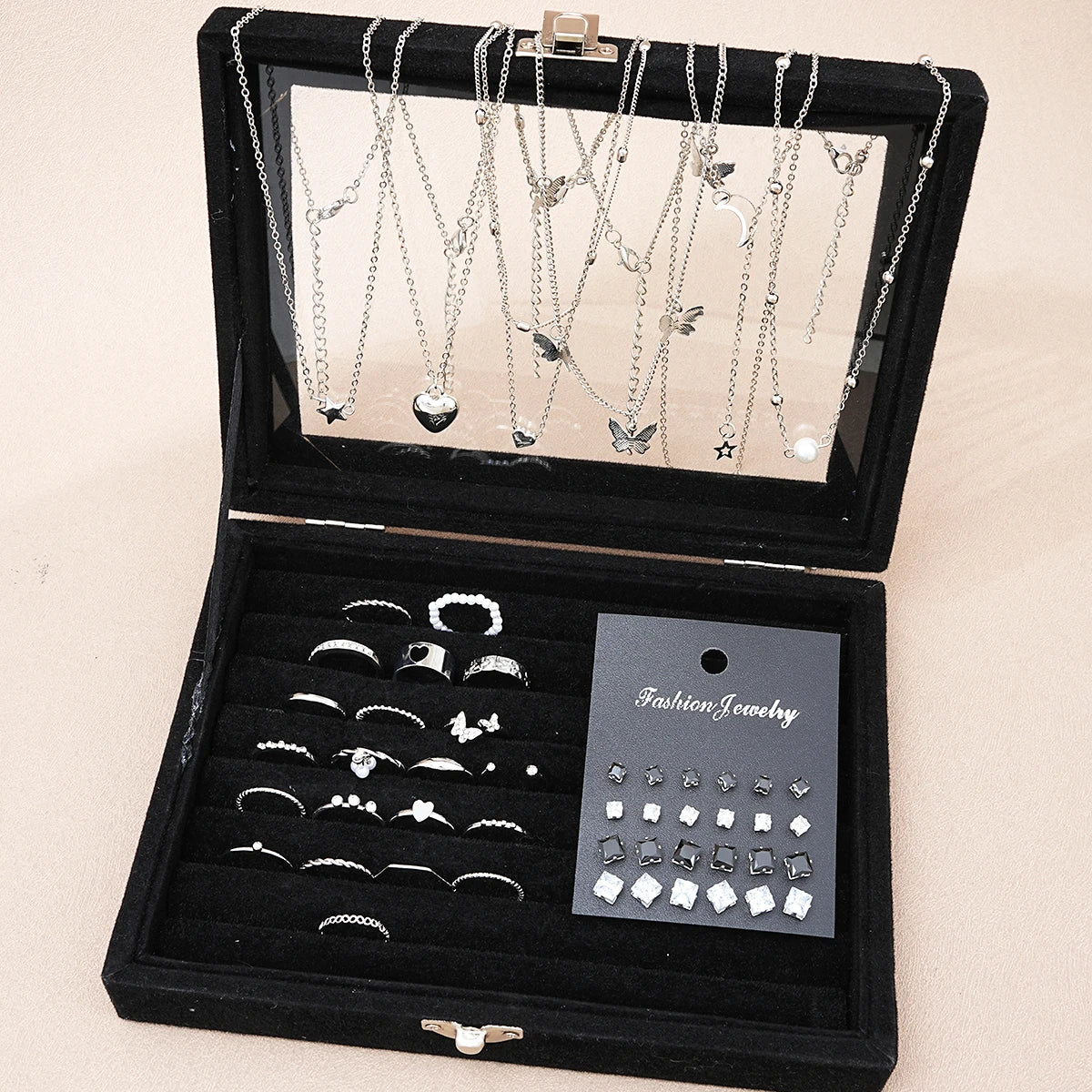 51 Pcs/Set Silver Color Chic Jewelry Set For Women Fashion Butterfly Heart Pearl Necklaces, Earrings, Rings, Match Daily Outfits    Home Decor Supply | Online Retail | ShoreShopper.com
