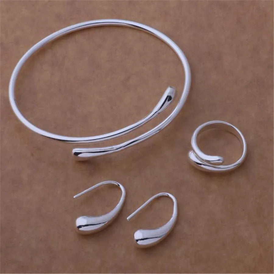 high quality 925 Silver Plated jewelry refined noble women wedding party bracelet rings earrings Jewelry Set    Home Decor Supply | Online Retail | ShoreShopper.com