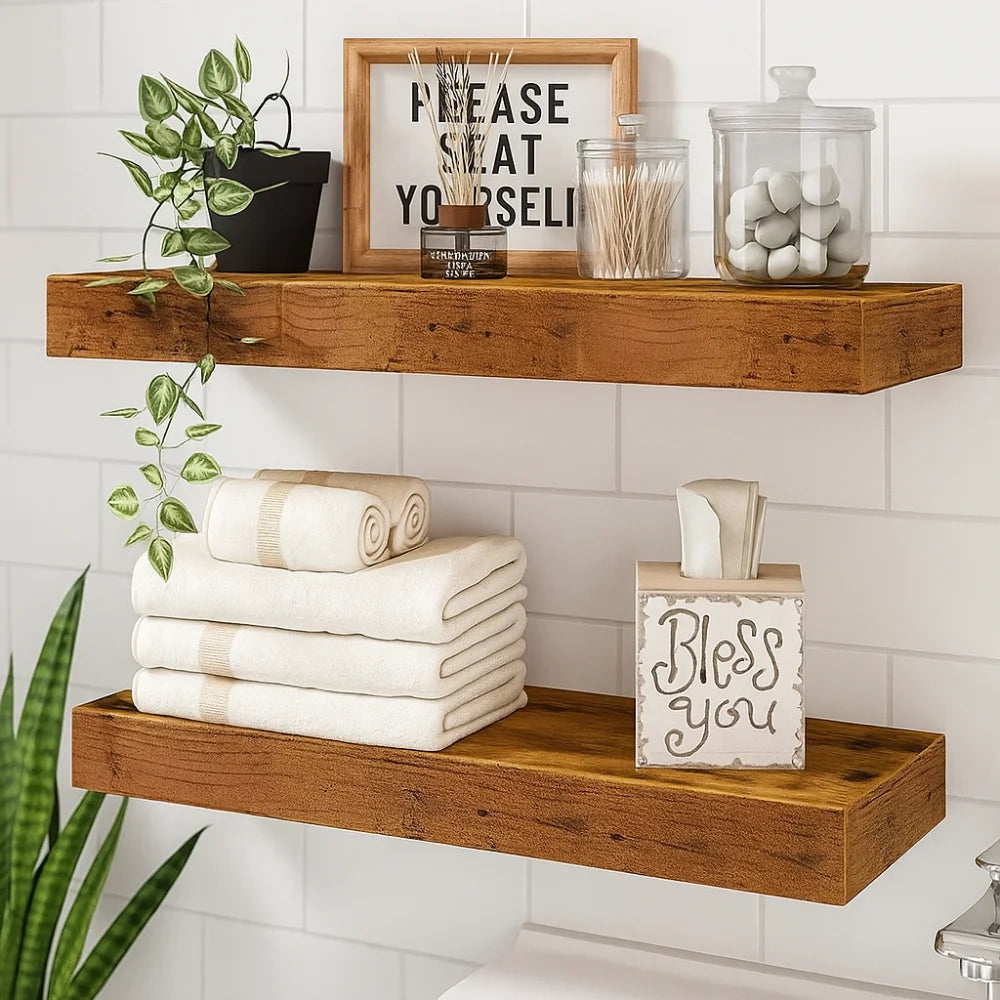 Solid Wood Solid Wooden Floating Shelves Wall Mounted Storage Rack Wall Mounted Bookshelf Floating Design Book Shelf    Home Decor Supply | Online Retail | ShoreShopper.com