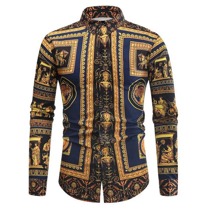 Baroque Floral Royal Shirts Men Luxury Print Designer Tops Paisley Pattern Flowers Fashion Western Long Sleeve Shirt Camisas    Home Decor Supply | Online Retail | ShoreShopper.com