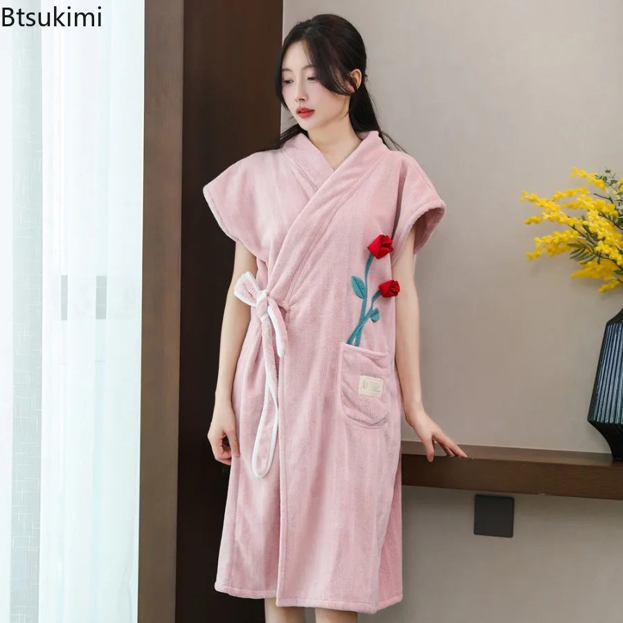 Wearable Bath Towel Bathrobe Women's Homewear Absorbent Quick-drying Comfortable Casual Soft Breathable Loose Nightgown Ladies    Your Coastal Marketplace | Shoreshopper.com