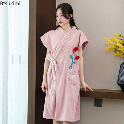 Wearable Bath Towel Bathrobe Women's Homewear Absorbent Quick-drying Comfortable Casual Soft Breathable Loose Nightgown Ladies    Your Coastal Marketplace | Shoreshopper.com