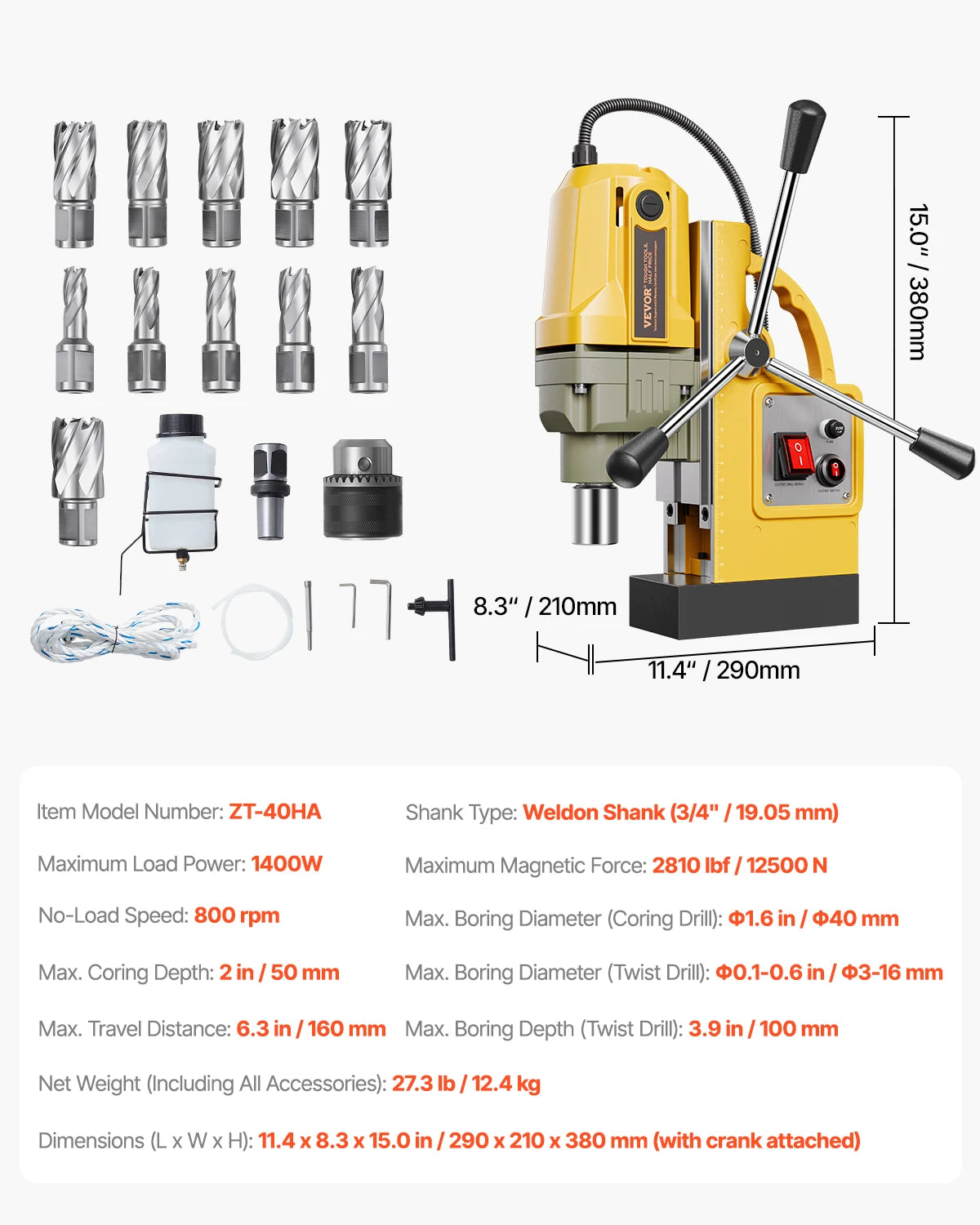 SucceBuy Magnetic Drill Boring Diameter Portable Electric Mag Drill Press Drilling Machine Metal Surface Industrial Improvement - ShoreCo.Shop