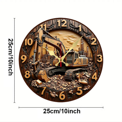 Excavator Industrial Wooden Round Silent Hanging Wall Clock, Suitable For Living Room,Office,Study Room,Bedroom, Home Decoration    Home Decor Supply | Online Retail | ShoreShopper.com