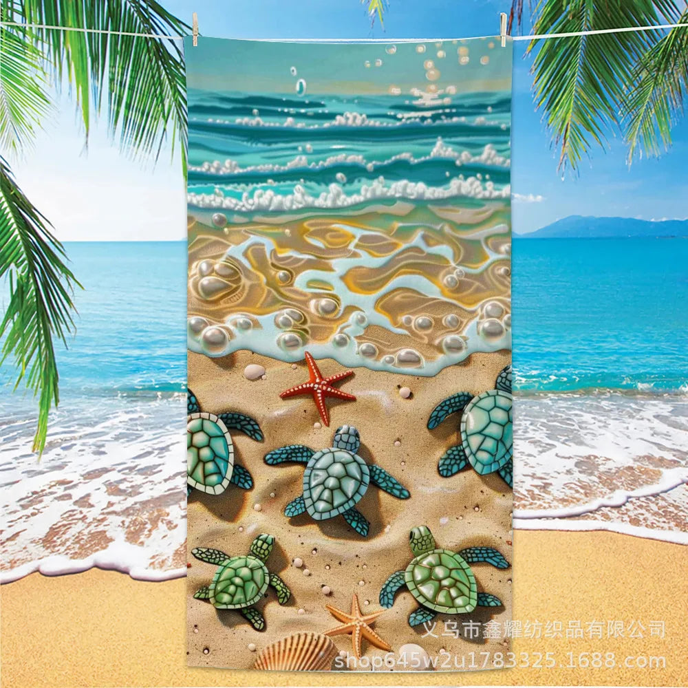 Beach Turtle Animal Printed Beach Towel, Quick Drying Absorbent Beach Towel Outdoor Sports Swimming Beach Towel Face Towel Towel    Your Coastal Marketplace | Shoreshopper.com