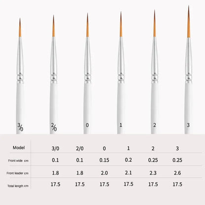 Artist Paint Brush 6 Pcs Set Thin Pen Extra Long Fine Point Liner Tip #000#00#0#1#2#3, Scale Models Nail Acrylic Oil Watercolor    Home Decor Supply | Online Retail | ShoreShopper.com