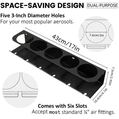 Pneumatic Tool Holder and Aerosol Rack Combo, Wall Mounted Metal Spray Can Bottle Holder Air Tool Organizer Rack for Garages - ShoreCo.Shop