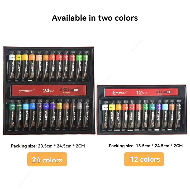 Acrylic Paint Set 12/24/30 Colours 12ml, Perfect for Canvas, Wood, Fabric, Leather, Cardboard, Paper, MDF And Crafts    Home Decor Supply | Online Retail | ShoreShopper.com