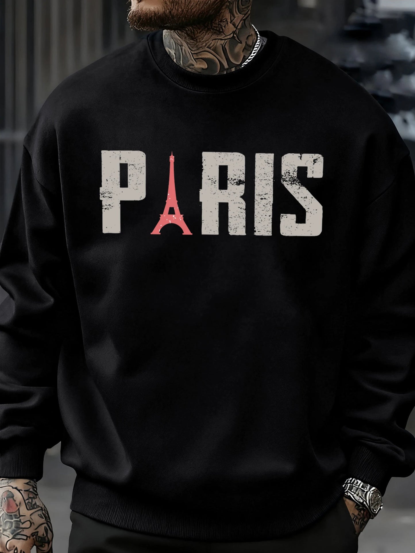 Famous Paris Tower Pattern Sweatshirt Men O-Neck Clothes Autumn Fleece Retro Pullover Loose Unisex Colour Fashion Streetwear    Home Decor Supply | Online Retail | ShoreShopper.com