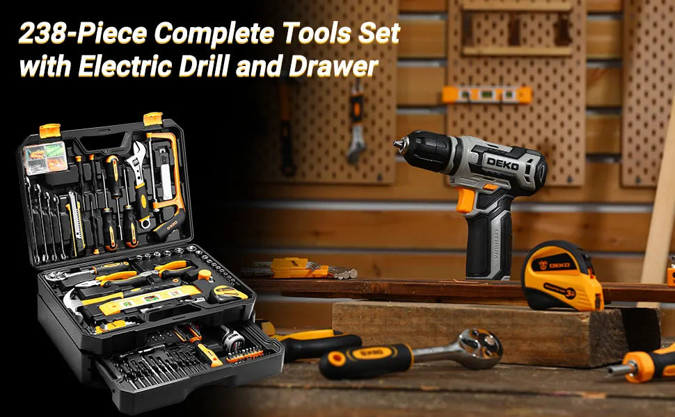 DEKO Home Mechanic Toolbox with 12V Power Cordless Drill Hand Repair Tools Sets Combo Kits Storage Organizer Drawer Case    Home Decor Supply | Online Retail | ShoreShopper.com