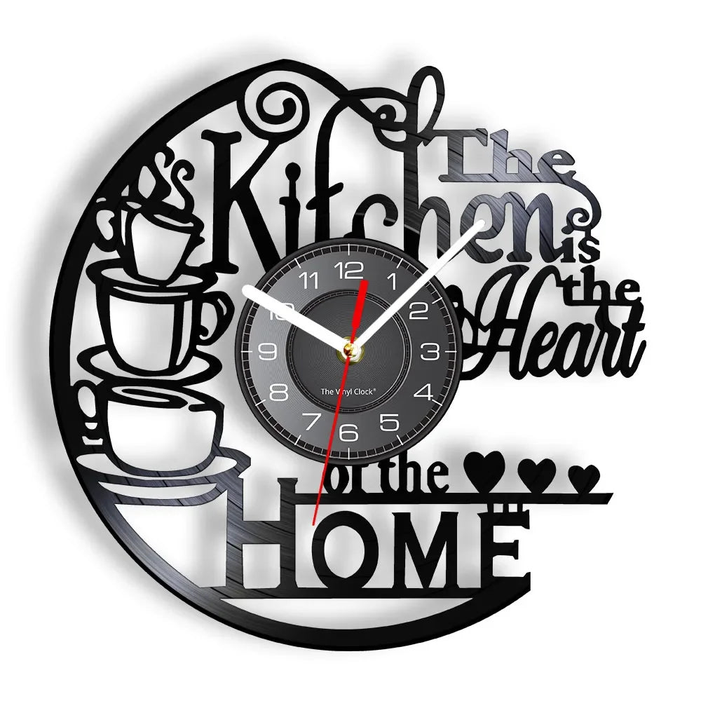 The Kitchen The Heart Of The Home Inspired Vinyl Record Clock Modern Design Vinyl Wall Watch Kitchen Decor Noiseless Timepieces    Home Decor Supply | Online Retail | ShoreShopper.com