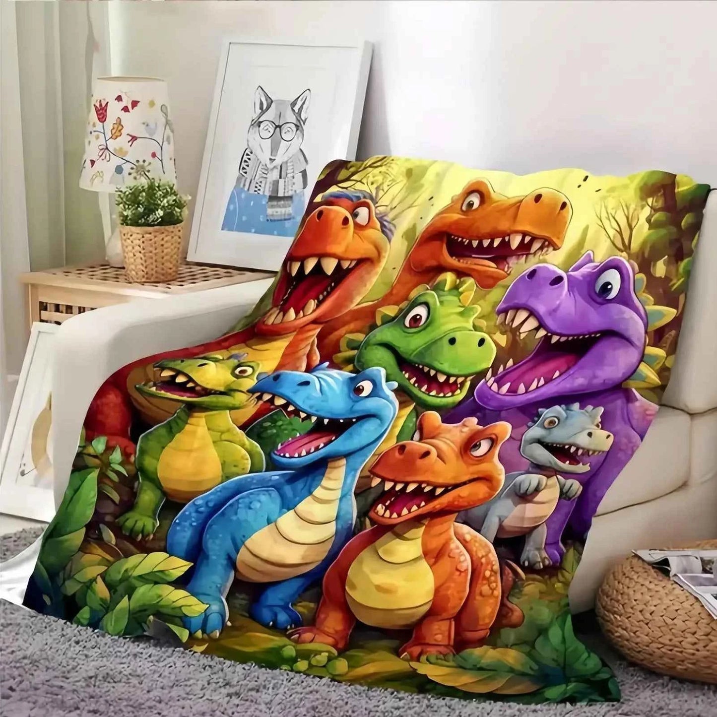 Dinosaur Throw Blanket 200x150cm Flannel Soft Warm Cozy Fuzzy Plush Blanket Couch Bed Decortion Kids Adults Christmas Gift