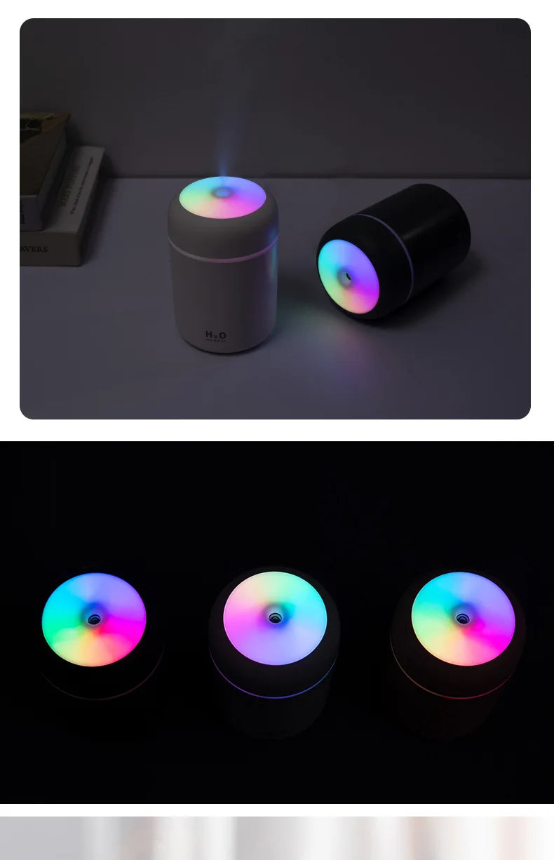 Portable Mini Air Humidifier For Bedroom,Personal Desktop,Car With Colorful Mood Lighting 2 Mist Modes And Auto Shut-Off - ShoreCo.Shop