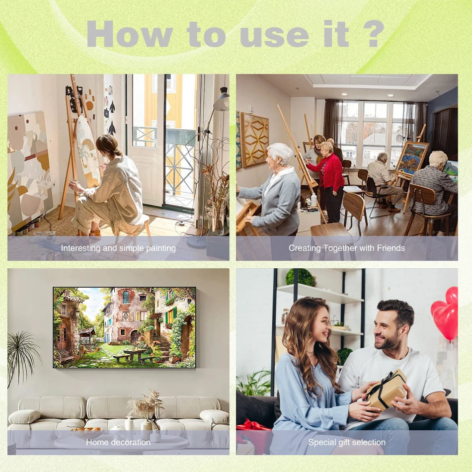 PhotoCustom Paint By Number Outdoor Scenery Kit Drawing On Canvas Diy Christmas Gift For Living Room Decora    Home Decor Supply | Online Retail | ShoreShopper.com