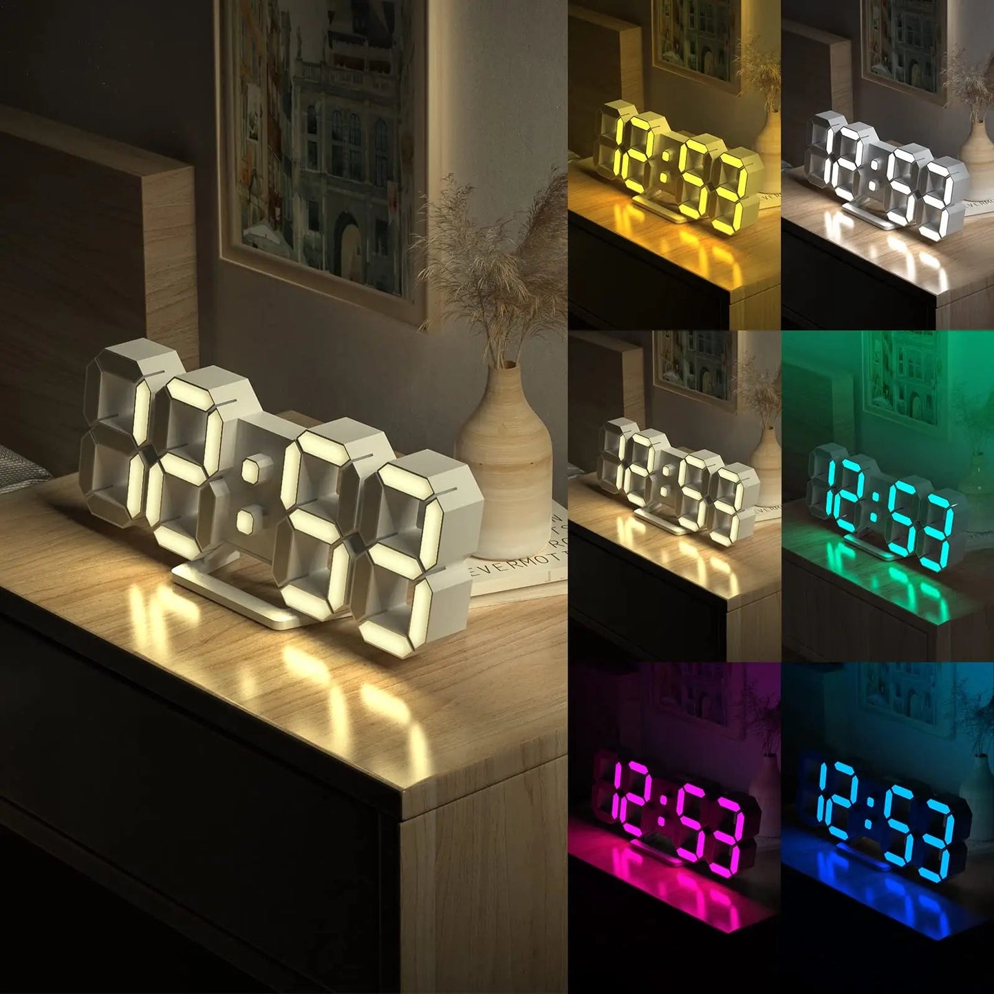 3D LED Digital Clock 12/24H Time Display Colorful Clock for Office/Living Room/Meeting Room/Kitchen    Home Decor Supply | Online Retail | ShoreShopper.com