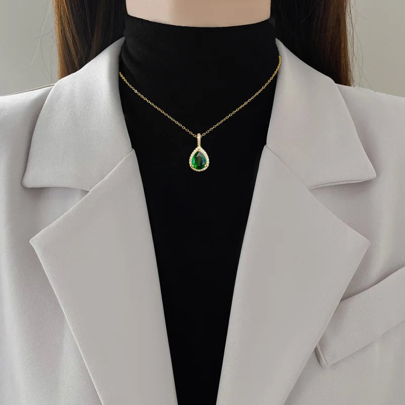 2pcs/set Jewelry Sets Women Elegant Waterdrop Green Rhinestone Pendant Necklace stud Earrings Wedding Dress Bridal Jewelry Set    Home Decor Supply | Online Retail | ShoreShopper.com