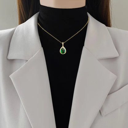 2pcs/set Jewelry Sets Women Elegant Waterdrop Green Rhinestone Pendant Necklace stud Earrings Wedding Dress Bridal Jewelry Set    Home Decor Supply | Online Retail | ShoreShopper.com