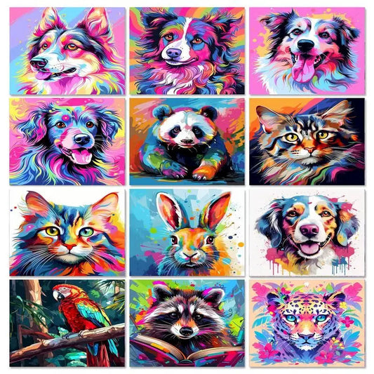 GATYZTORY Painting By Numbers For Adults Colorful Dog DIY HandPainted Oil Painting Animals Paint By Number Decoration Art    Home Decor Supply | Online Retail | ShoreShopper.com