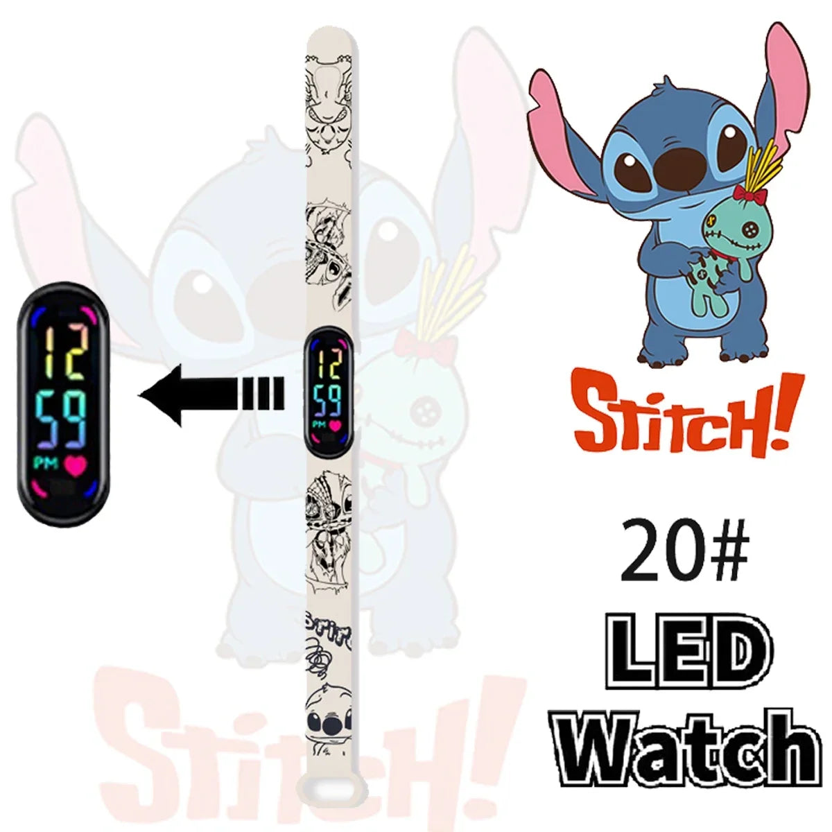 Disney Stitch Digital Kids' Watches Anime Figures LED Luminous Watch Touch Waterproof Electronic Sports Watch Kids Birthday Gift    Home Decor Supply | Online Retail | ShoreShopper.com