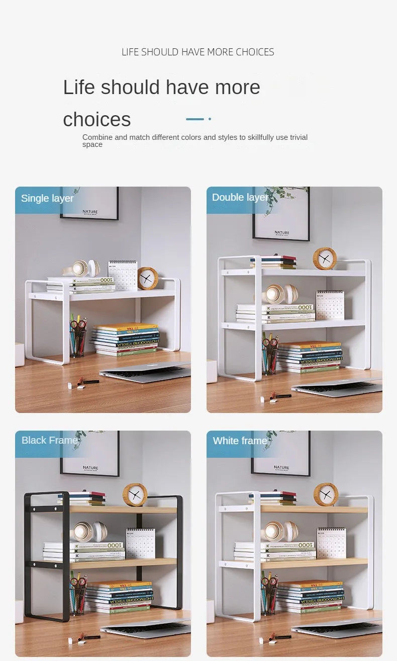 Shelf Desktop Storage  Bookshelf Student Desk Shelves Racks Office Computer Desk Tiered Cabinet Home Storage Holders Organizer    Home Decor Supply | Online Retail | ShoreShopper.com