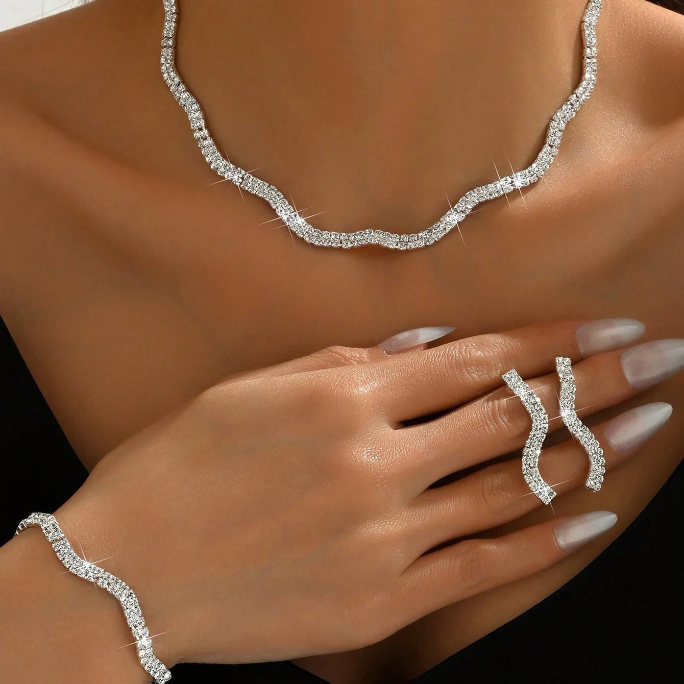 Luxury Wedding Jewelry Set: Necklace, Bracelet and Earring Set, Exquisite Crystal Jewelry, Women's Wedding Party Costumes    Home Decor Supply | Online Retail | ShoreShopper.com