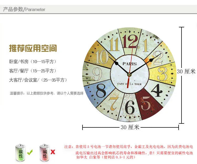 Creative wooden wall clock 30cm MDF density board silent quartz clock    Home Decor Supply | Online Retail | ShoreShopper.com