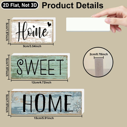 PVC Farmhouse Tabletop Plaques & Signs, Rustic Home Tiered Tray Decor, Table Ornament for Kitchen Shelf, Home Sweet Home Sign - ShoreCo.Shop