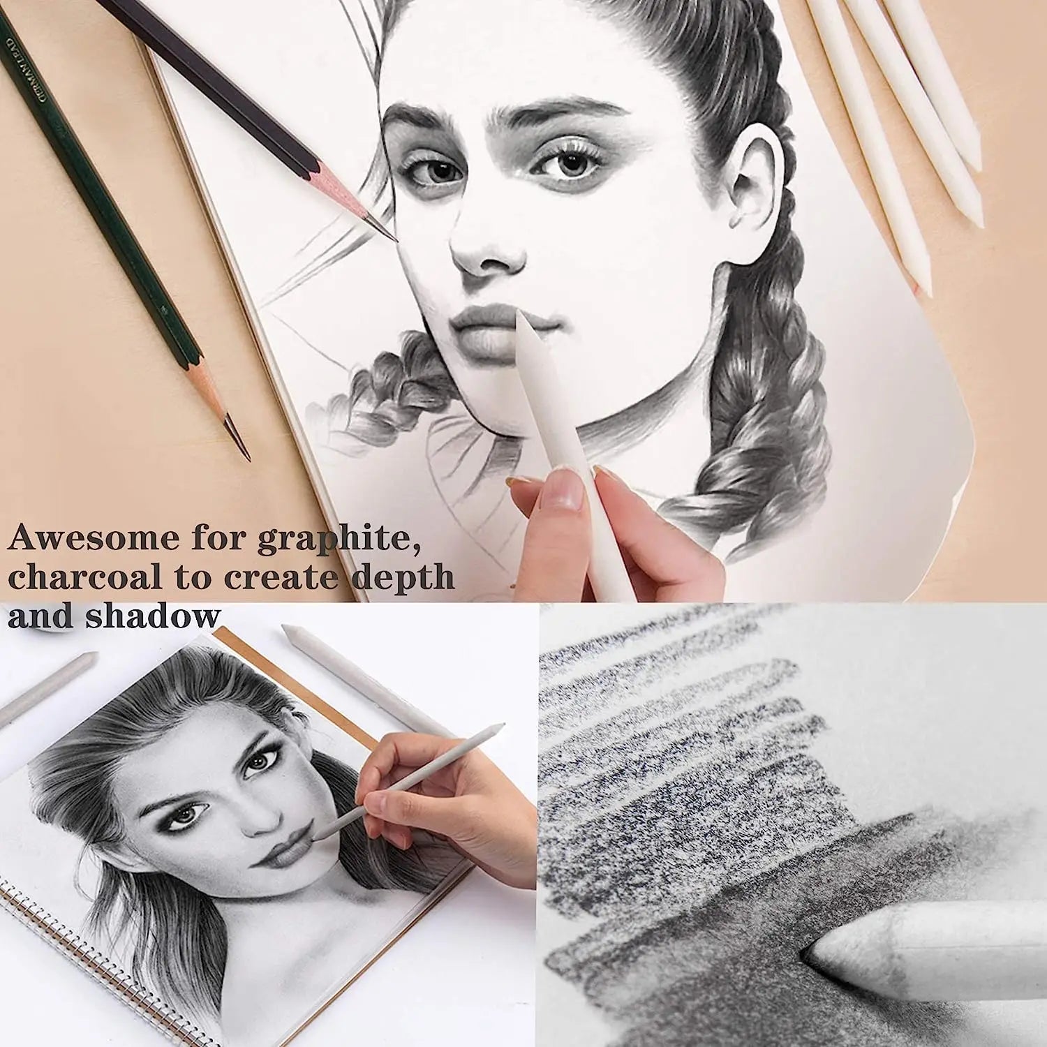 Art Supplies Drawing Tool Stump Rice Paper Sketch Double Head Smudge Stick Blending Stick White Drawing Pen Sketching Pencil    Home Decor Supply | Online Retail | ShoreShopper.com