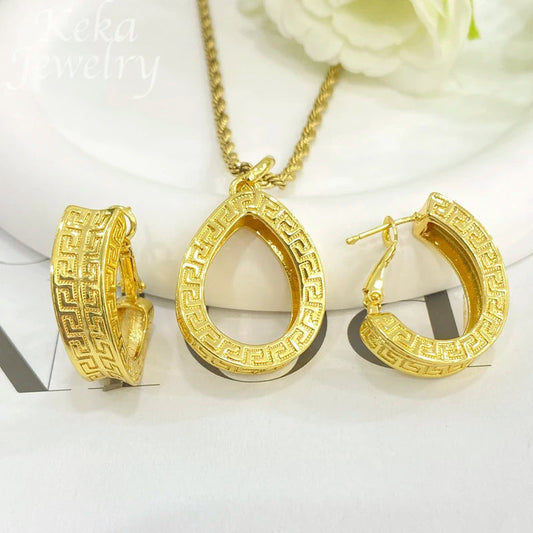 Dubai Golden Jewelry Sets for Women Luxury Italian Bridal Necklace Pendant Earrings Wedding Party Accessories Lady Gifts    Home Decor Supply | Online Retail | ShoreShopper.com