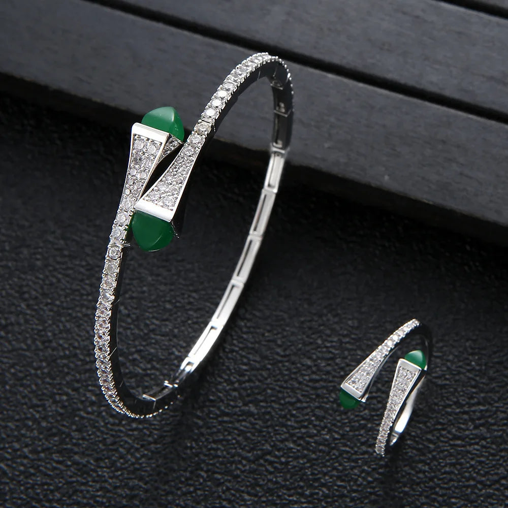 New jerseis Women's Fashion 2 Pcs Bracelet & Ring Set مجموعات المجوهرات Resin Simple Design Gold Open Cuff Bangle Jewelry Set    Home Decor Supply | Online Retail | ShoreShopper.com