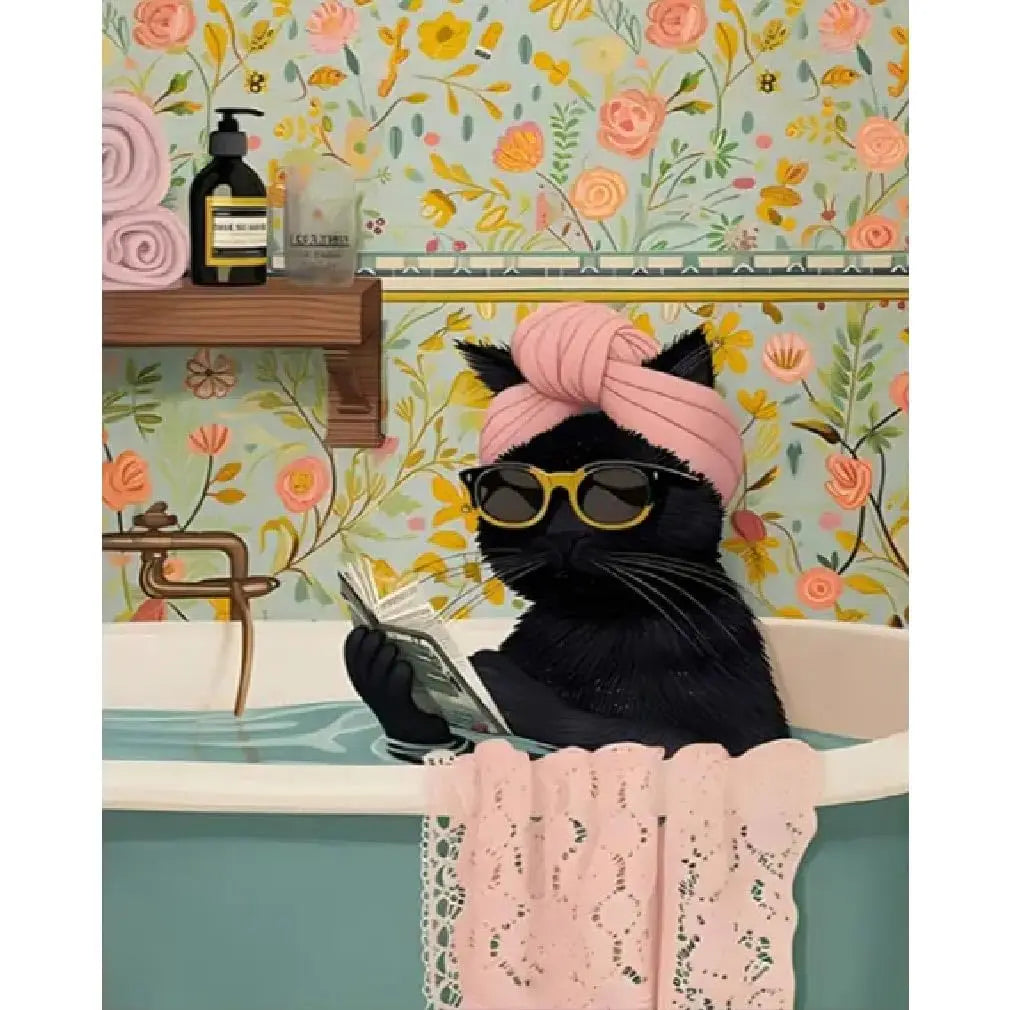 Canrichshop Black Cat Adult Paint by Number,Funny Bathing Cat Adults' Paint-by-Number Kits, Adults Beginners Unframed    Home Decor Supply | Online Retail | ShoreShopper.com