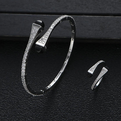New jerseis Women's Fashion 2 Pcs Bracelet & Ring Set مجموعات المجوهرات Resin Simple Design Gold Open Cuff Bangle Jewelry Set    Home Decor Supply | Online Retail | ShoreShopper.com