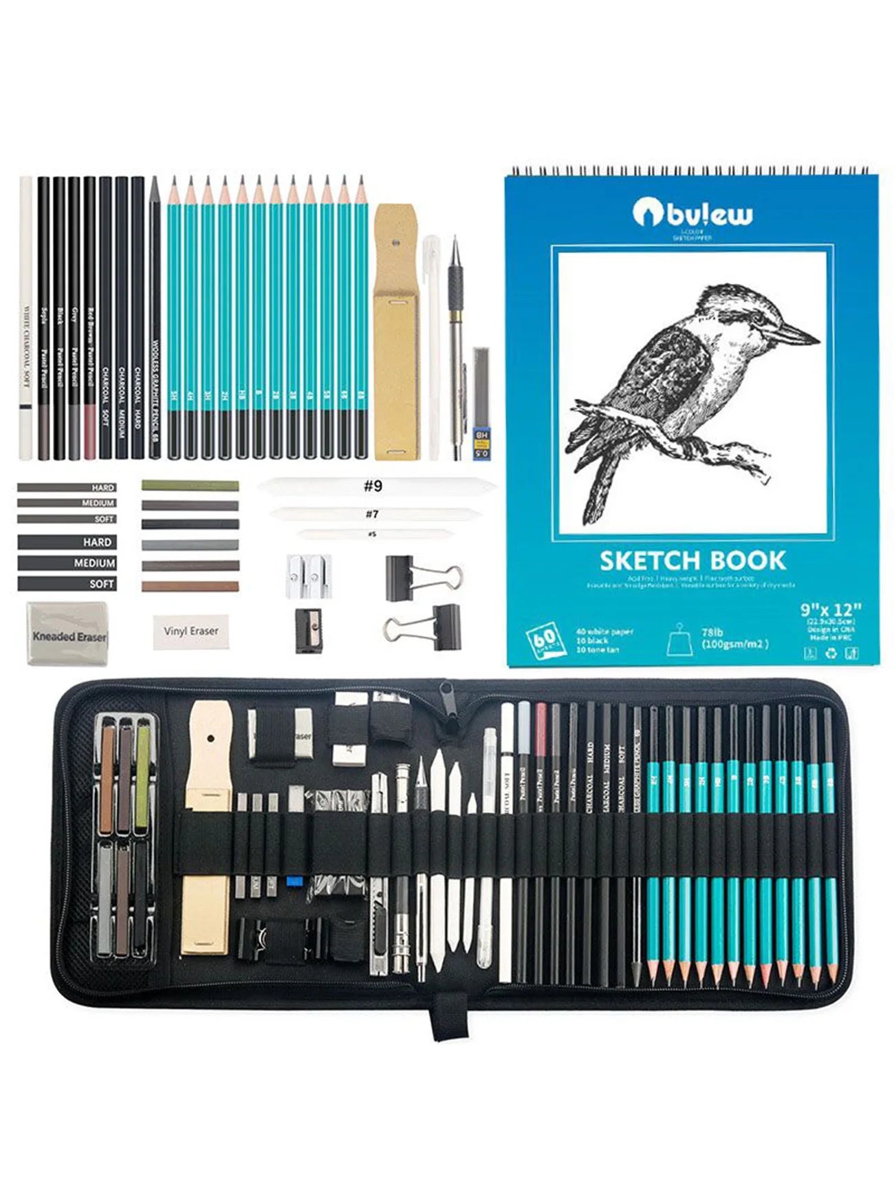 Bview Art 50 Pack Drawing Sketching Supplies Set Sketch Kit with Sketchbook Graphite Charcoal Pastel Pencil    Home Decor Supply | Online Retail | ShoreShopper.com