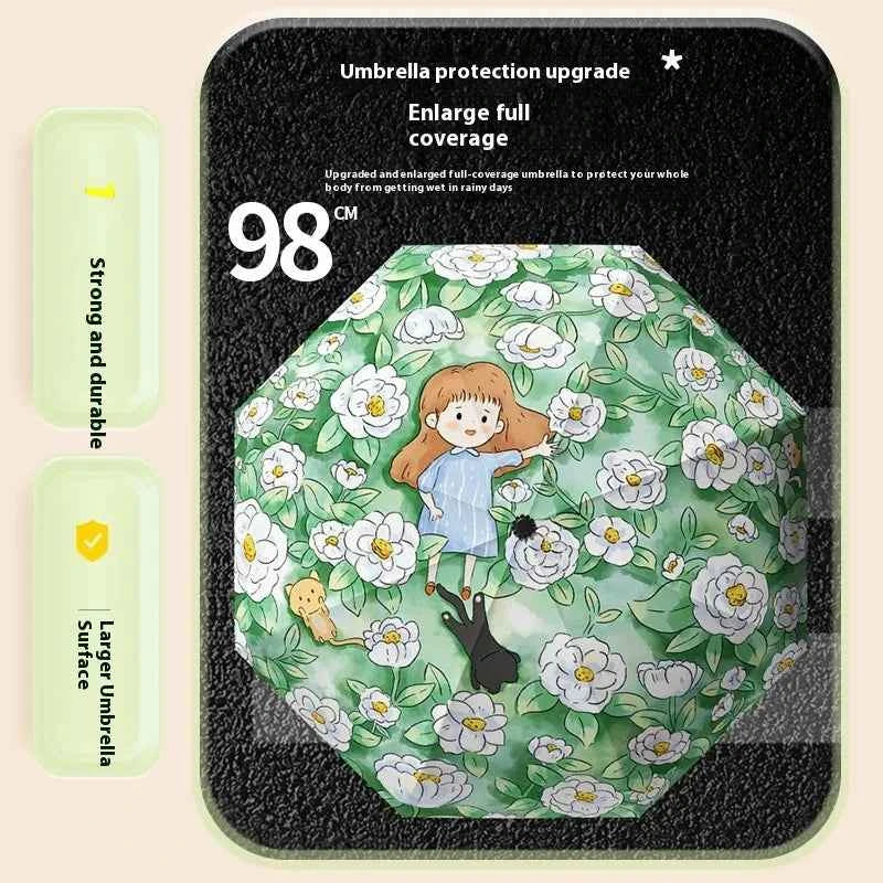 Umbrella for Both Sunny and Rainy Use UV Resistant Umbrella Windproof Strong Umbrellas Parasol Manual Kids Students