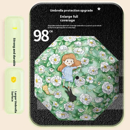 Umbrella for Both Sunny and Rainy Use UV Resistant Umbrella Windproof Strong Umbrellas Parasol Manual Kids Students