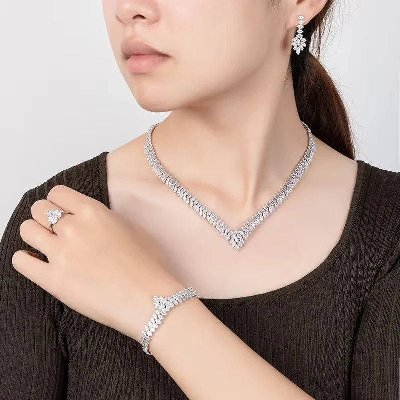 Jewelry Set HADIYANA Gorgeous Women Wedding Got Engaged Party Bridal Necklace Earrings Ring And Bracelet Set BN7840 Accessories    Home Decor Supply | Online Retail | ShoreShopper.com