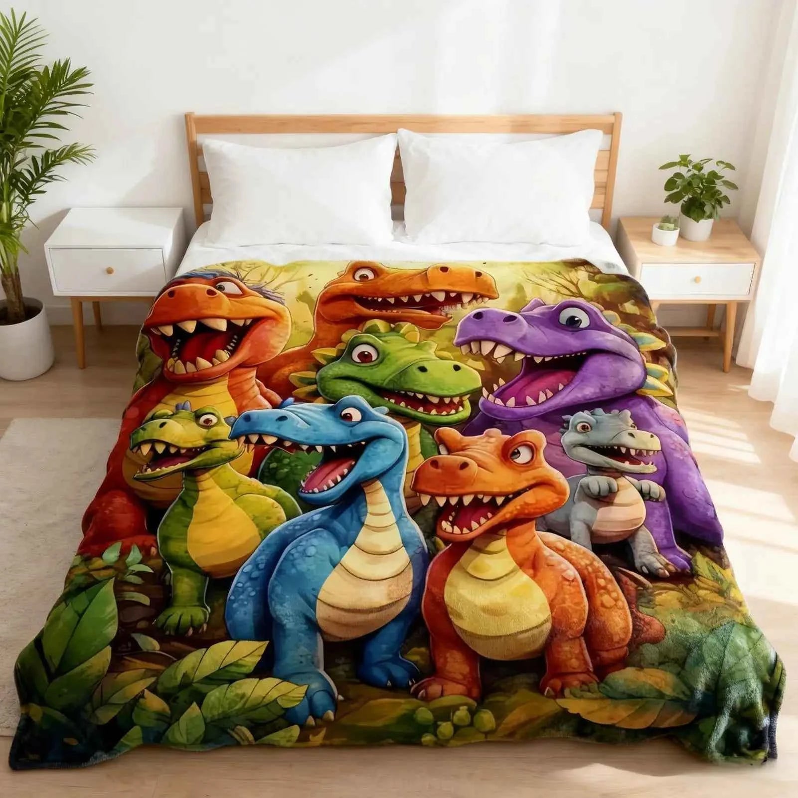 Dinosaur Throw Blanket 200x150cm Flannel Soft Warm Cozy Fuzzy Plush Blanket Couch Bed Decortion Kids Adults Christmas Gift