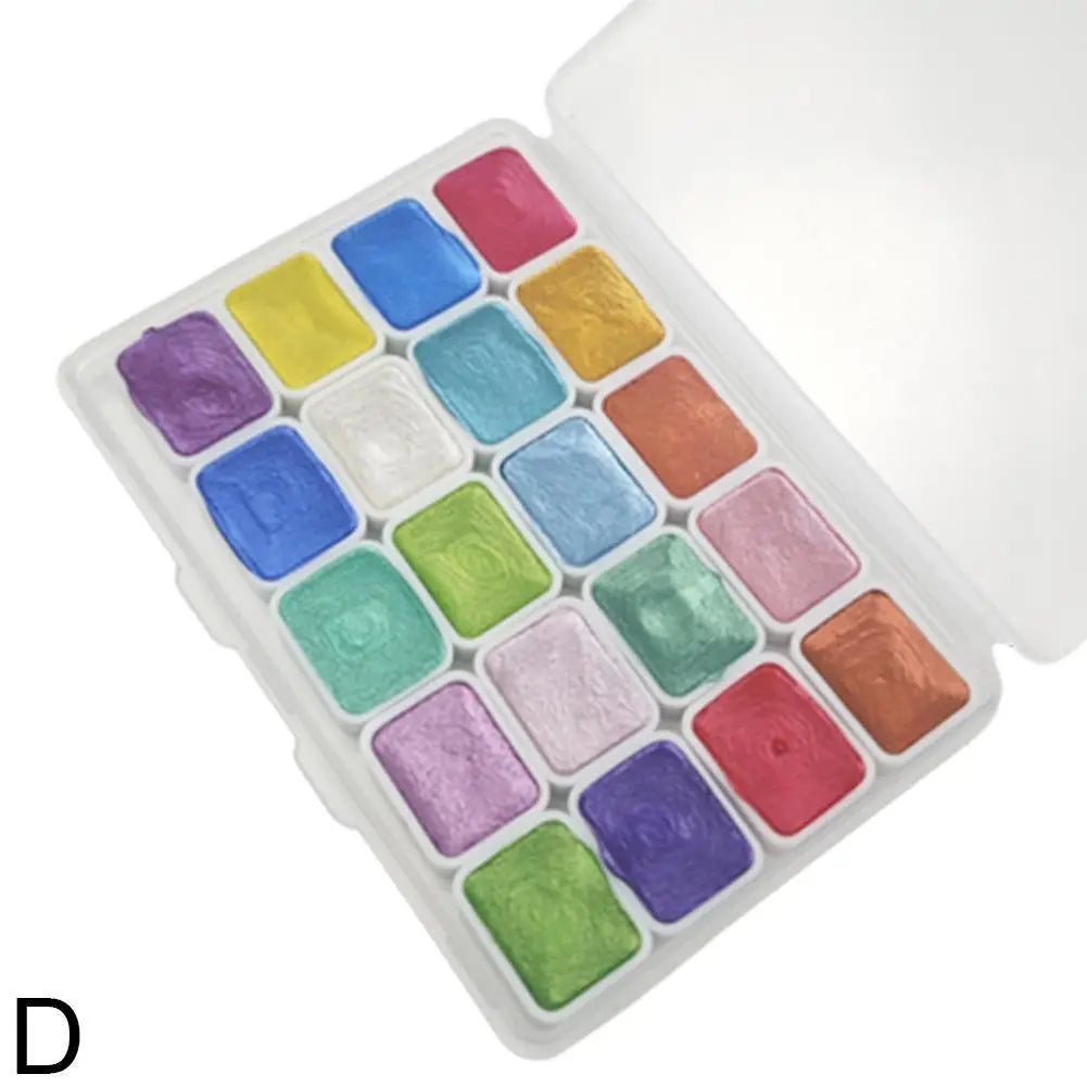 20 Colors Pearlescent Solid Watercolor Painting Set Portable Box Shiny Metal Painting Art Supplies Pigment Palette Drawing Tools    Home Decor Supply | Online Retail | ShoreShopper.com