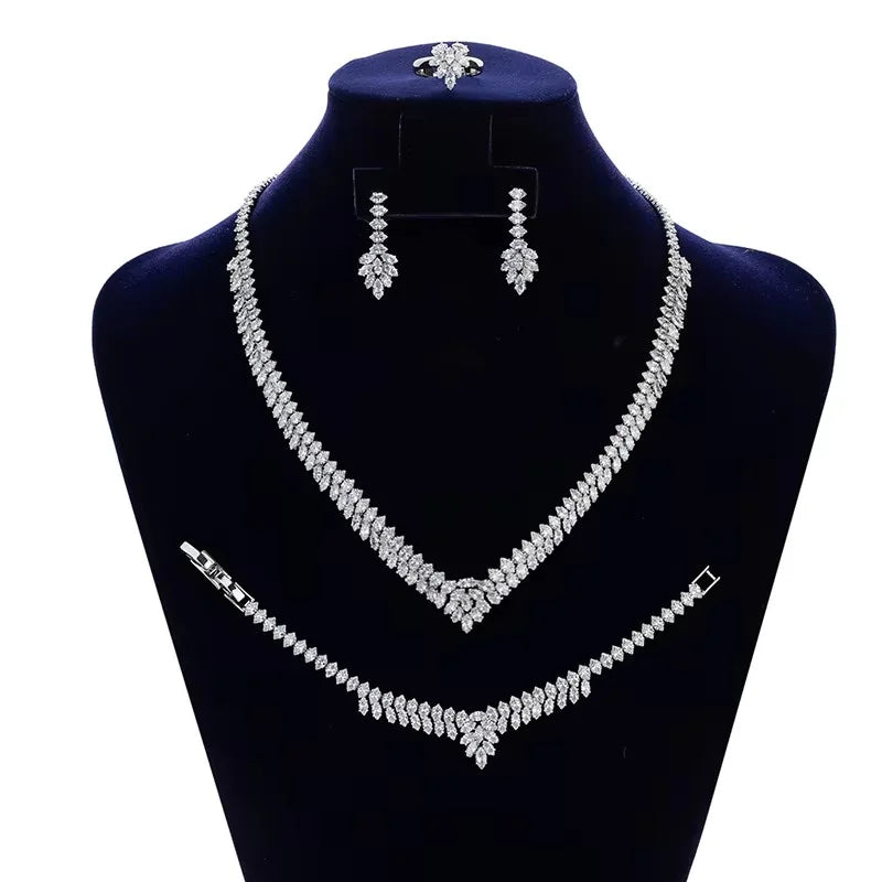 Jewelry Set HADIYANA Gorgeous Women Wedding Got Engaged Party Bridal Necklace Earrings Ring And Bracelet Set BN7840 Accessories    Home Decor Supply | Online Retail | ShoreShopper.com