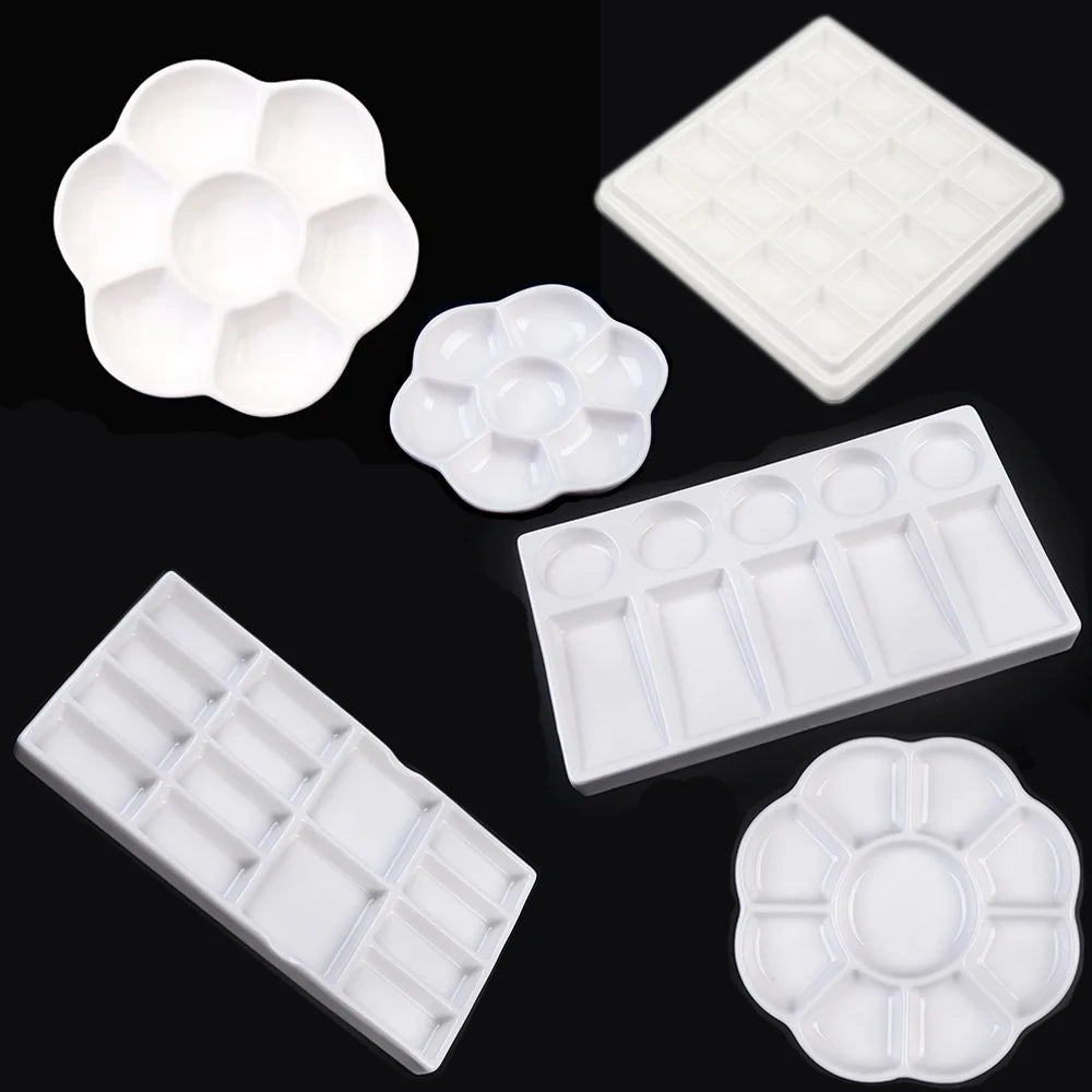 Artsecret 1 pc Simple White Ceramic Multi-Compartment Palette Pigment Mixing Palette Art Supplies Multiple Variants Available    Home Decor Supply | Online Retail | ShoreShopper.com