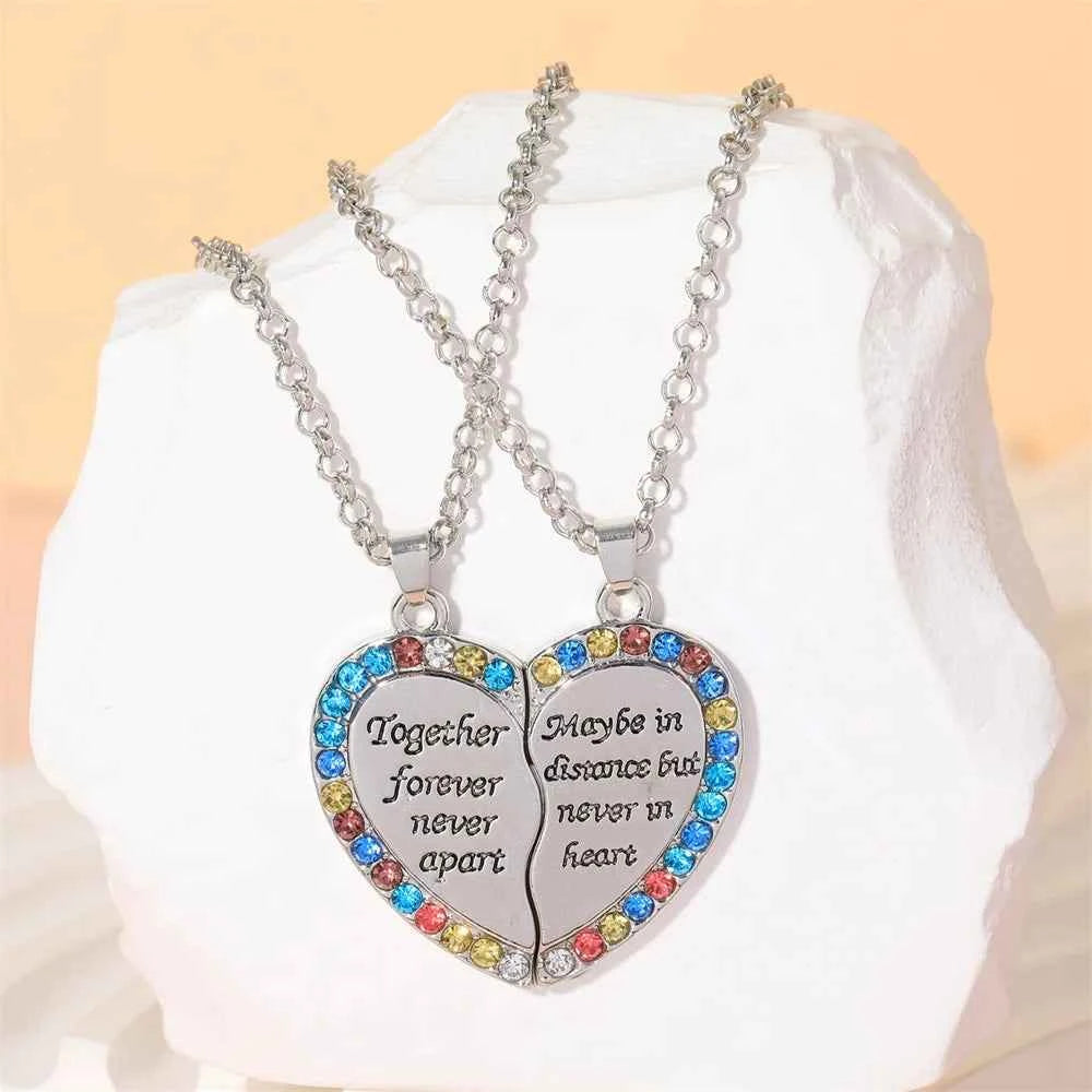Best Friends Necklace Together forever Never Apart Maybe In Distance But Never In Heart Pendant Choker For Bestie Friendship